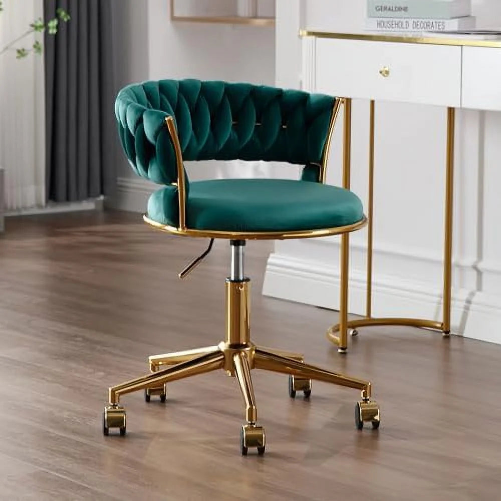 Dark Blue Velvet Desk Chair with Wheels K37379