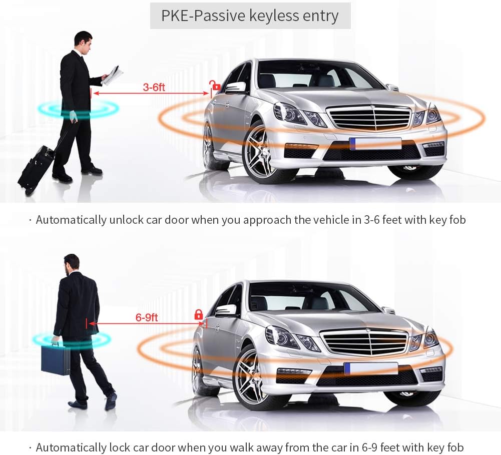Smart Key PKE Car Alarm System Push Start Stop Button Keyless Go DC12V E59082