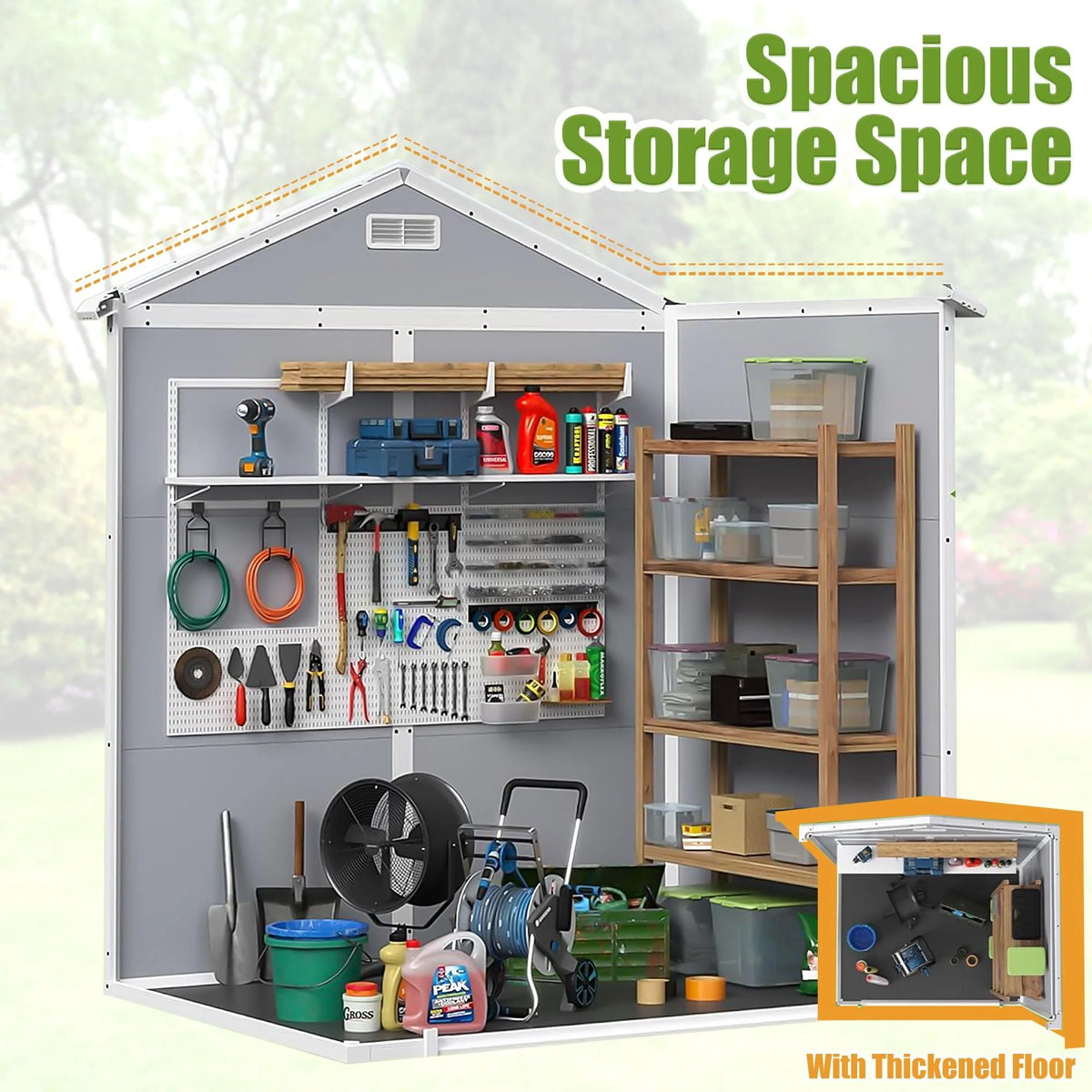 6' x 4.4' Plastic Outdoor Storage Shed with Reinforced Floor Z907