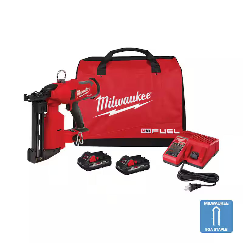 18-Volt Lithium-Ion Brushless Cordless Utility Fencing Stapler Nailer Kit Y2992