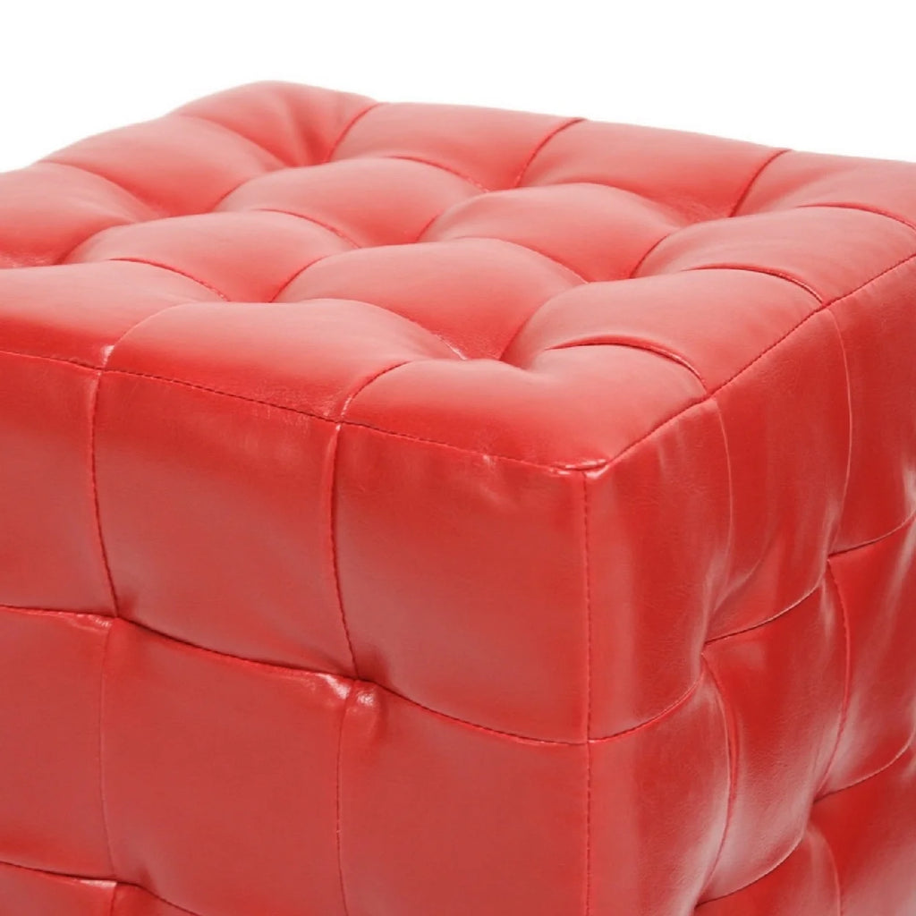 Red Modern Cube Ottoman Set of 2 F348647