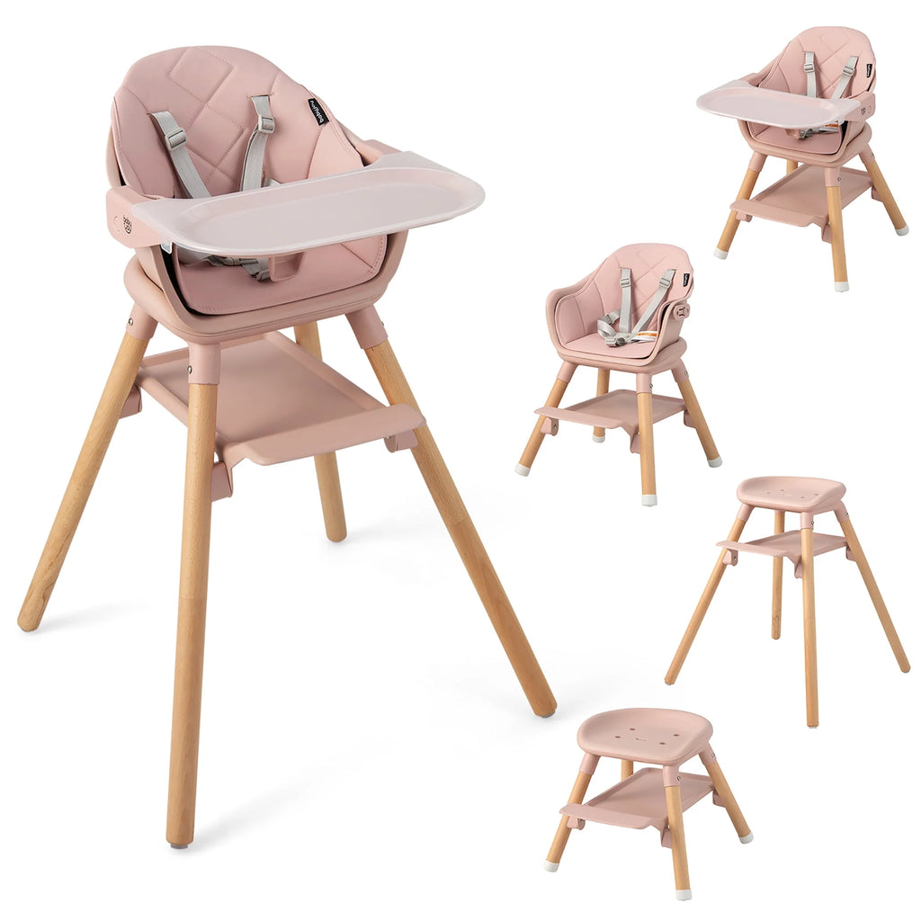 Convertible Wooden Baby Highchair with Removable Tray X22794