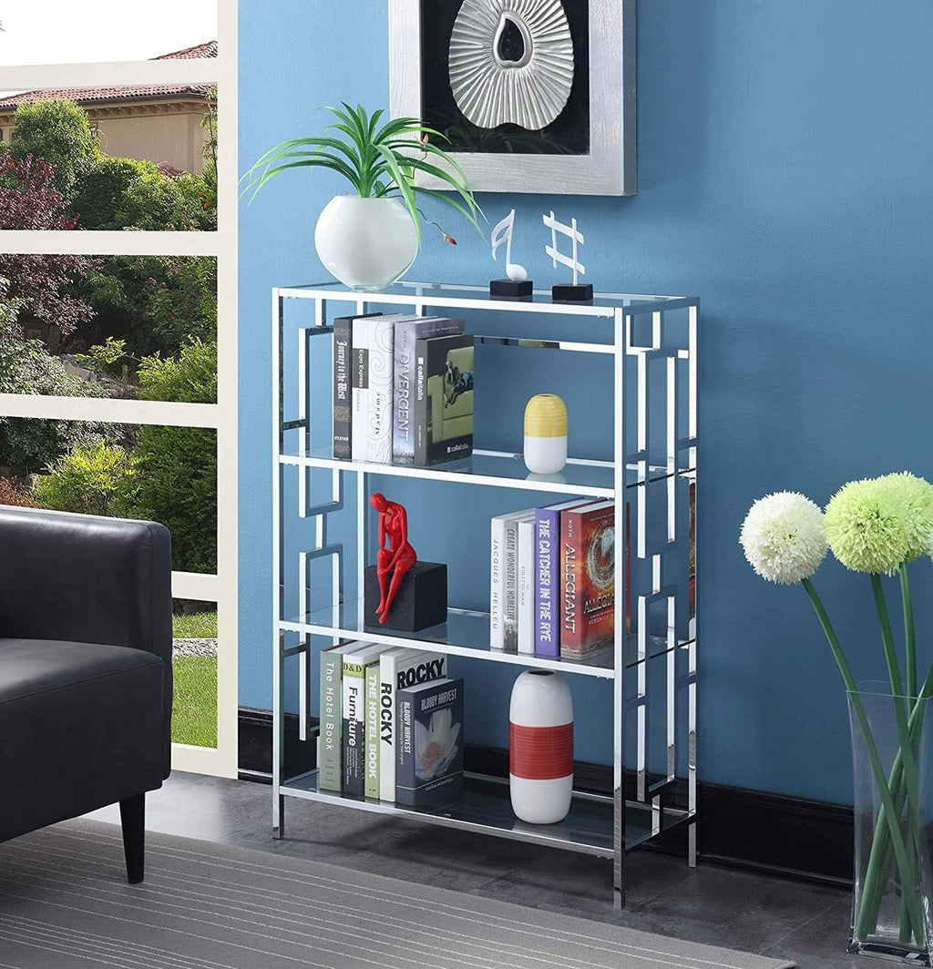 4 Tier Clear Glass Bookcase X773858