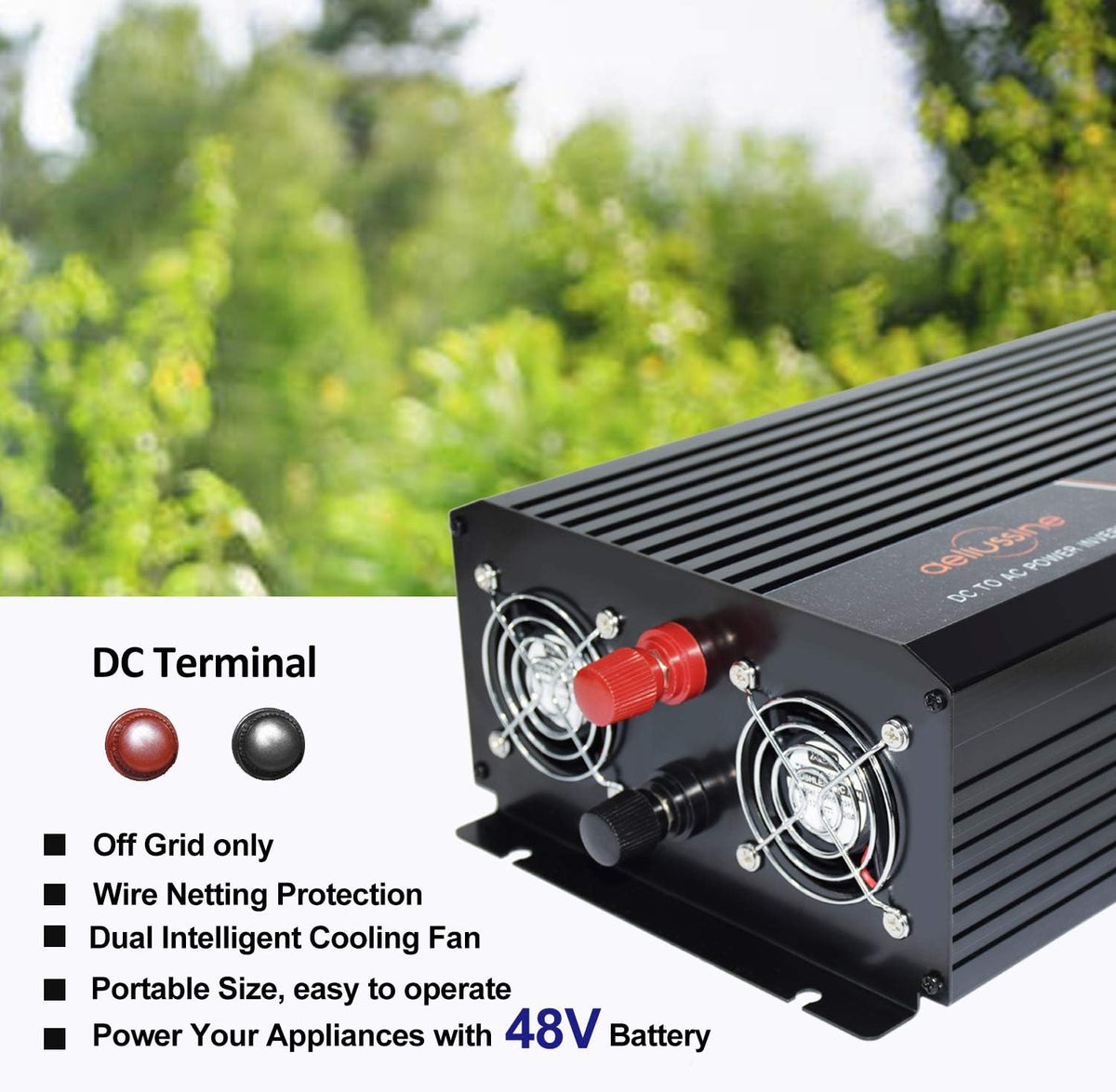 2000W Pure Sine Wave Power Inverter 12v DC to AC 120v Converter D477