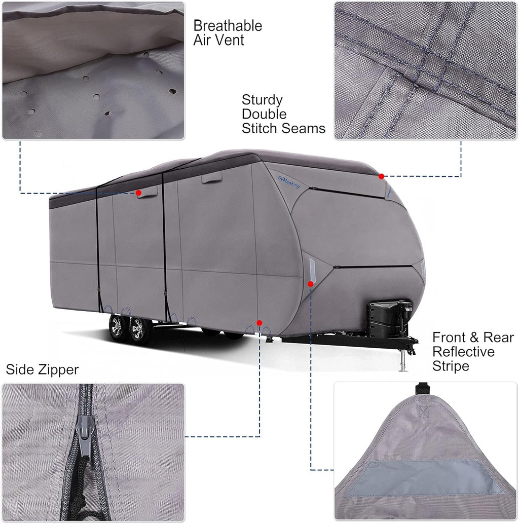 Waterproof 500D Travel Trailer Cover with 4 Tire Covers E63218