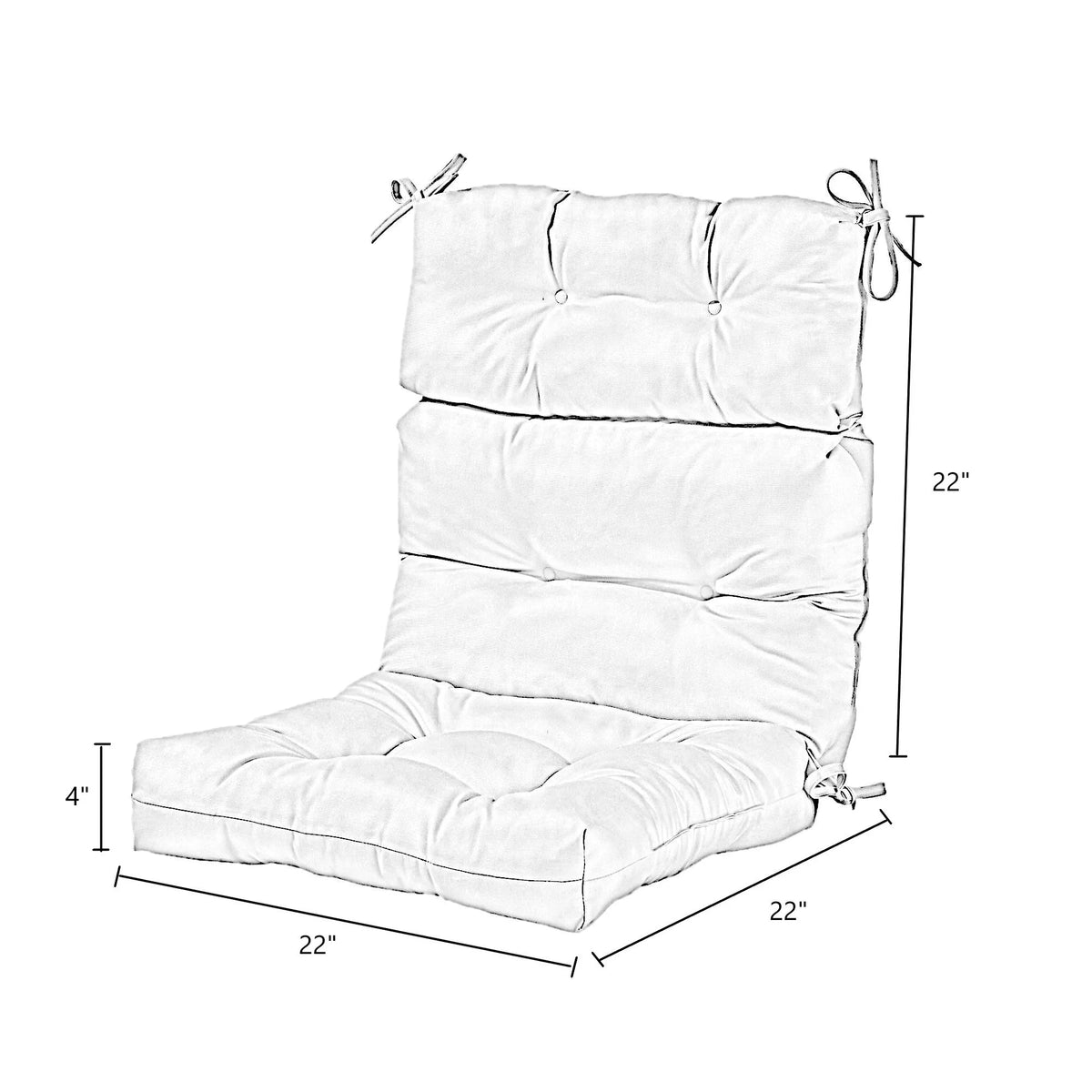 44 x 22 in. Outdoor High Back Chair Cushion Set of 2 B5475