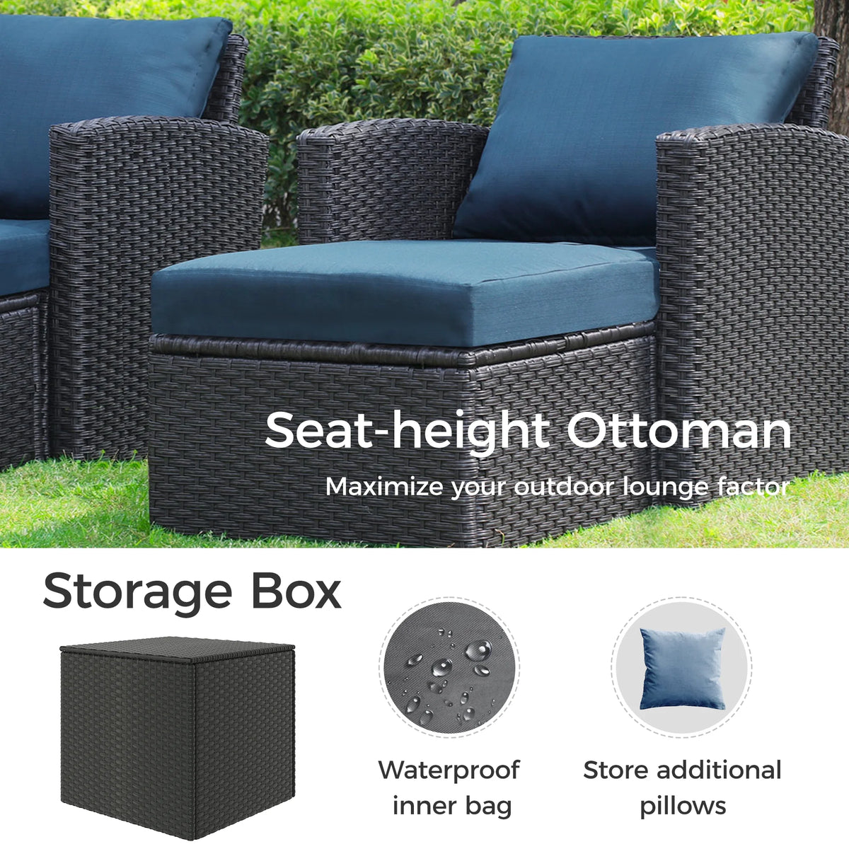 10 Pieces All Weather PE Wicker Rattan Outdoor Sectional Sofa R667