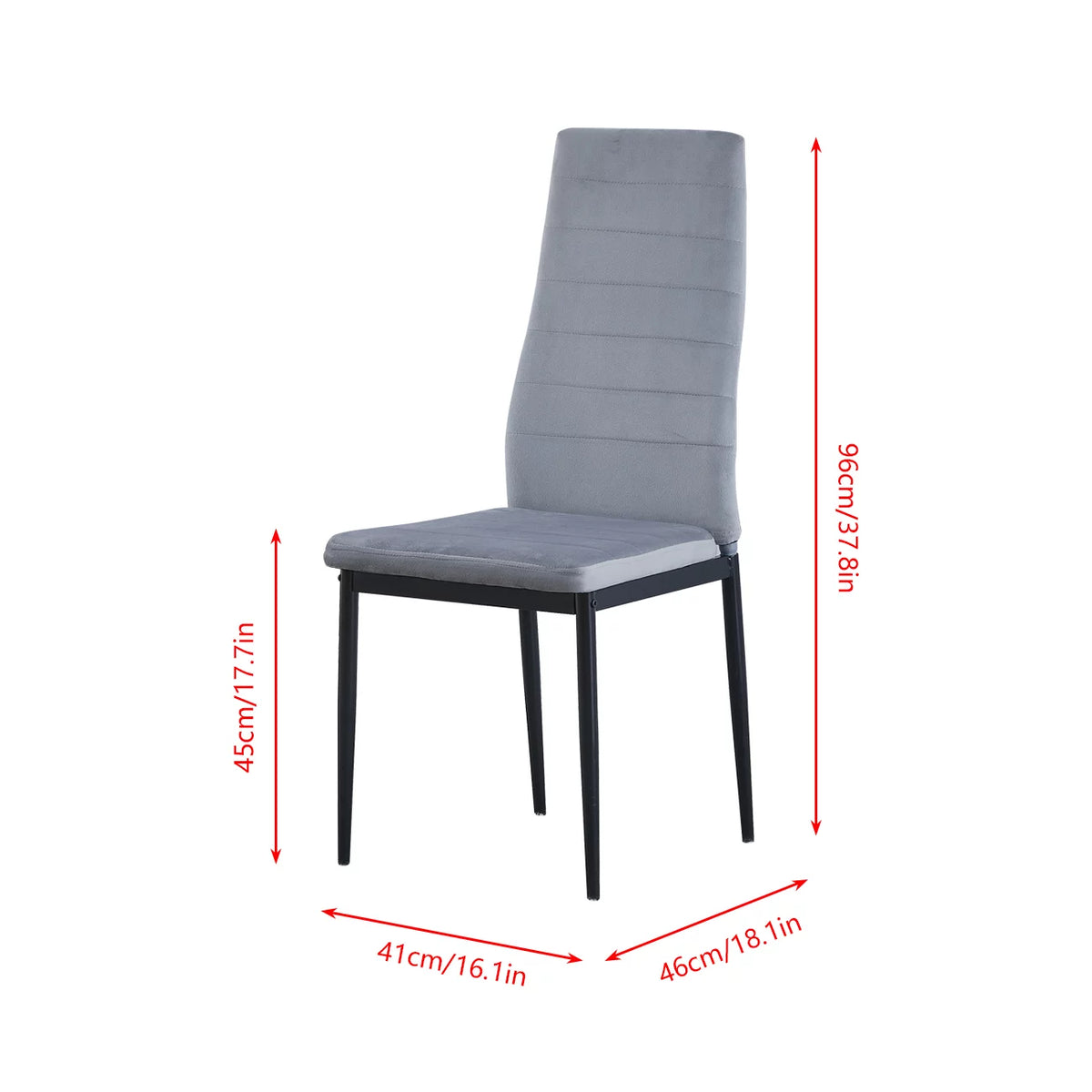 Set of 4 Gray Velvet Upholstered Dining Chairs E3296