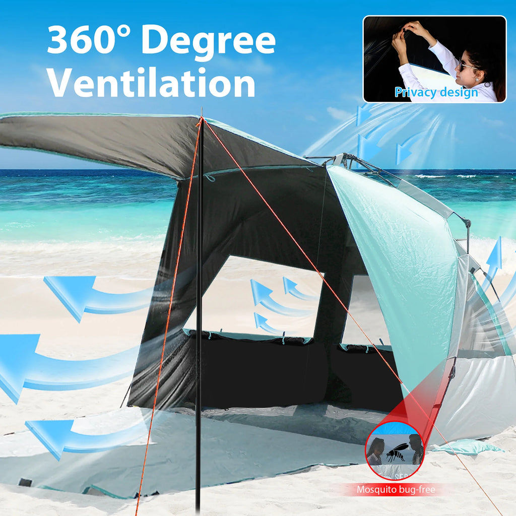 XL Pop-up Canopy Beach Tent for 4-6 Person, UPF 50+ Mint Green G72312