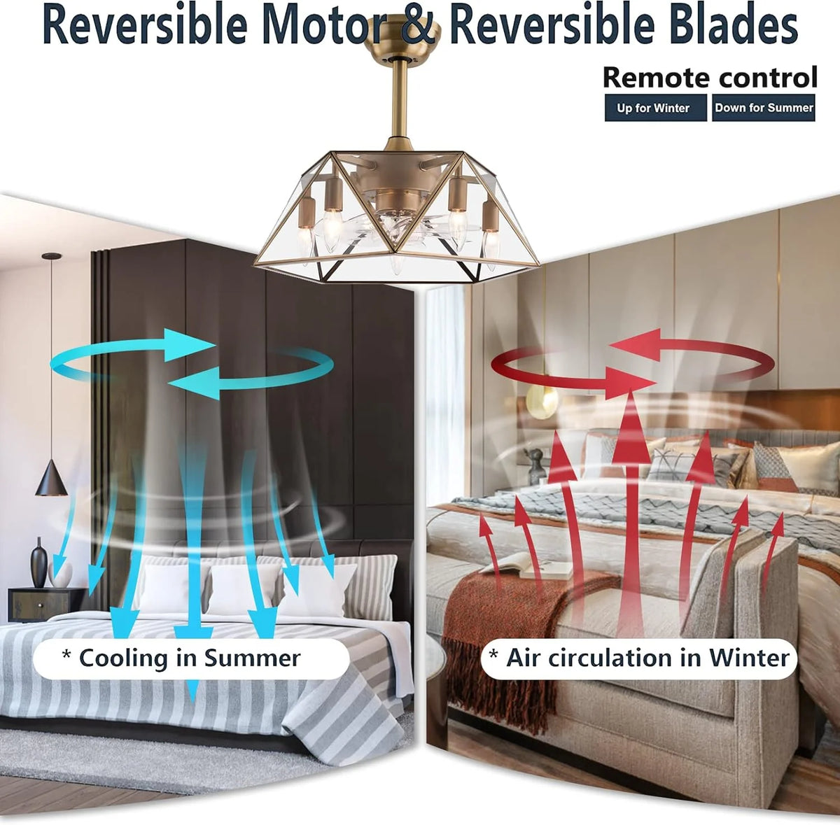 18.5'' Caged Ceiling Fan with Lights Remote Control I455