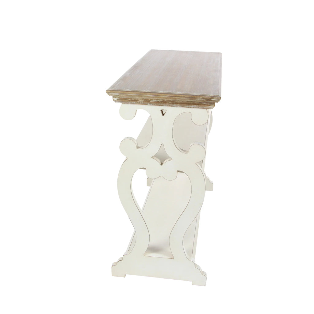 Farmhouse Decorative Console Table Ivory White 38"W Q2341