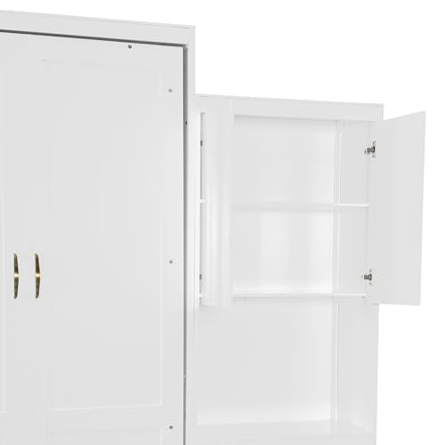 Queen Size White Murphy Bed Cabinet with Closet Z301185