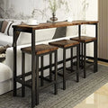 4-Piece Wooden Counter Height Dining Table Set with 3 Stools M21942