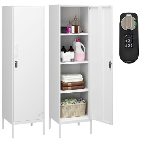 Metal Locker Storage Cabinet with Digital Lock, 3 Adjustable Shelves N752