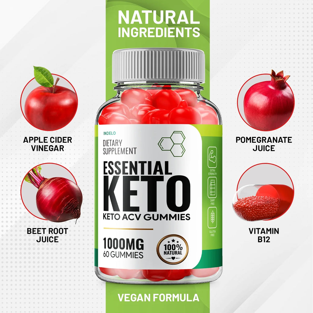 Keto ACV Gummies 1000MG with Folic Acid Beet Root 60 Gummies F1696
