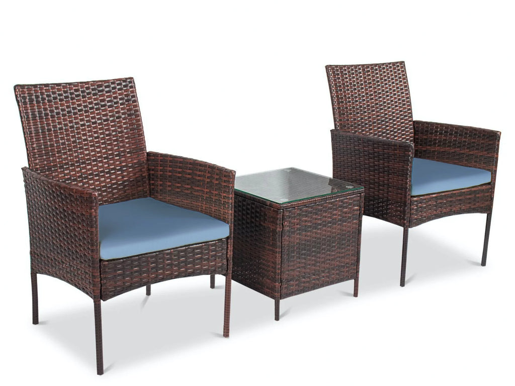 3 Piece Rattan Outdoor Furniture Set with Table O5930