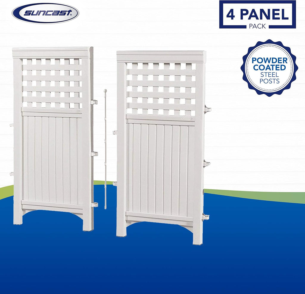 White 4 Panel Freestanding Reversible Outdoor Screen L60135