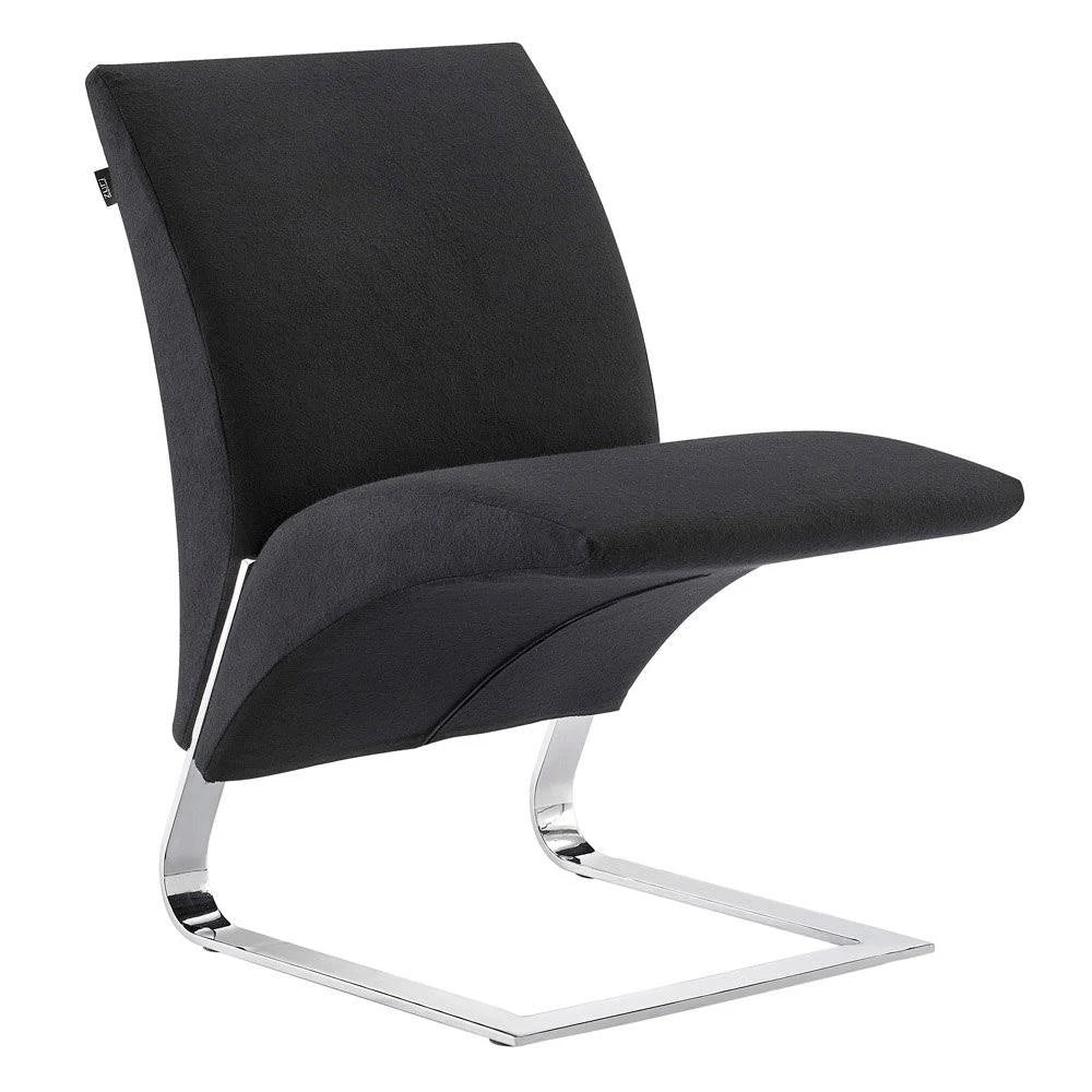 Black Cashmere Fabric Chair with Chrome Base O600276