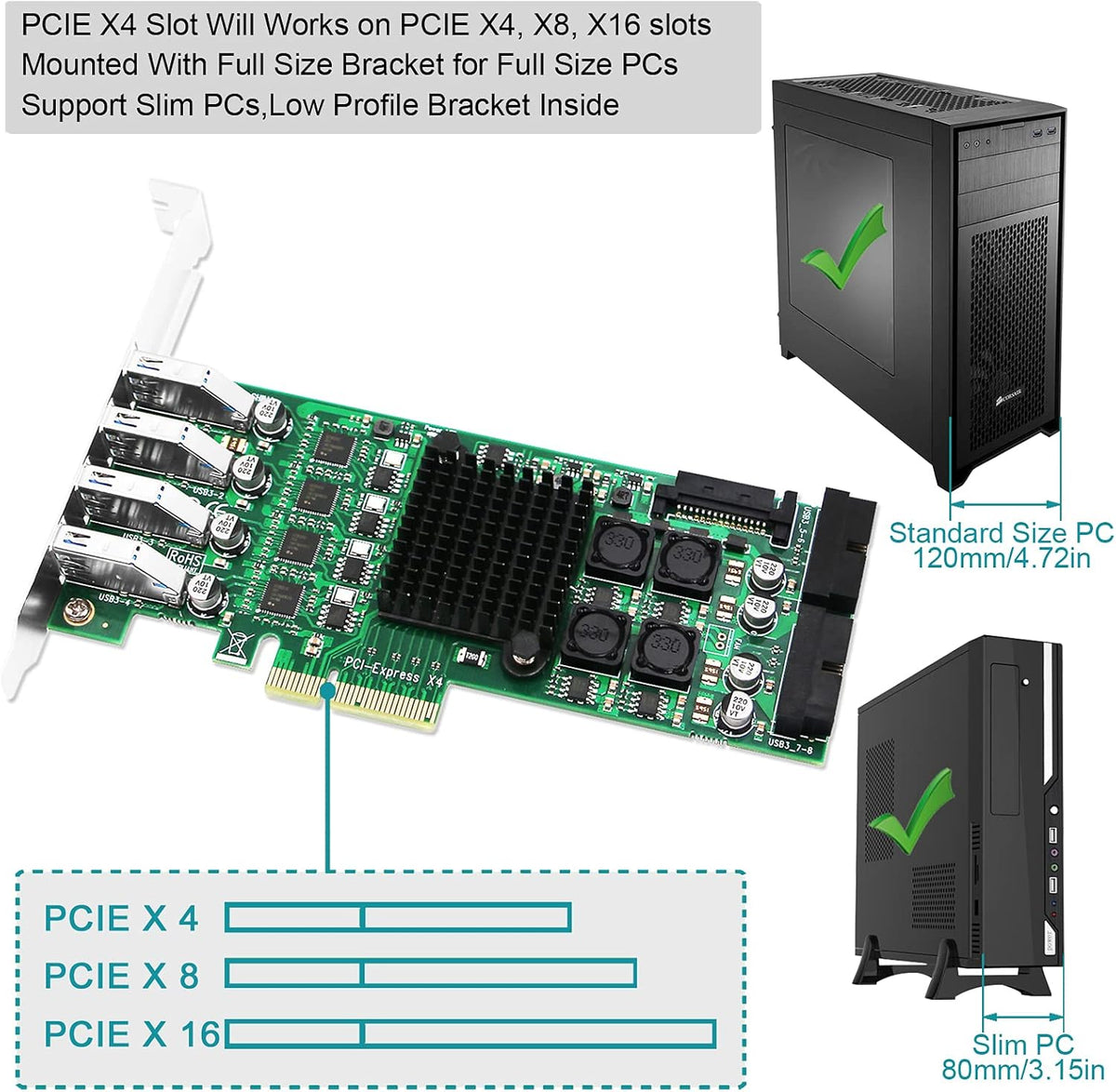 4 Channel 8 Ports PCI Express USB 3.0 Card L813559