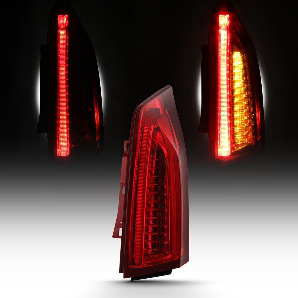 2013-2018 Cadillac ATS Full LED Tail Light Chrome Housing Red Clear Lens E631269