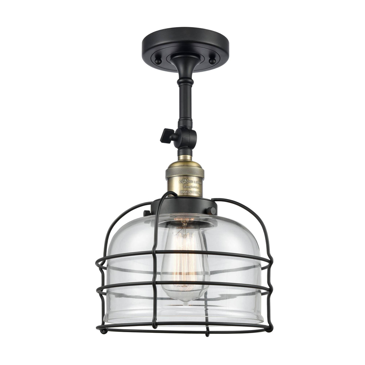 1 Light Semi-Flush Mount Black Antique Brass H809