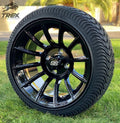 14 Gloss Black Aluminum Wheels and Low Profile Tires Set of 4 S1062