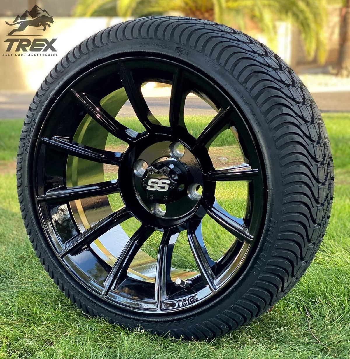 14 Gloss Black Aluminum Wheels and Low Profile Tires Set of 4 S1062