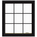 36 in. x 40 in. Black Clad Wood Right-Handed Casement Window with Colonial Grids D173