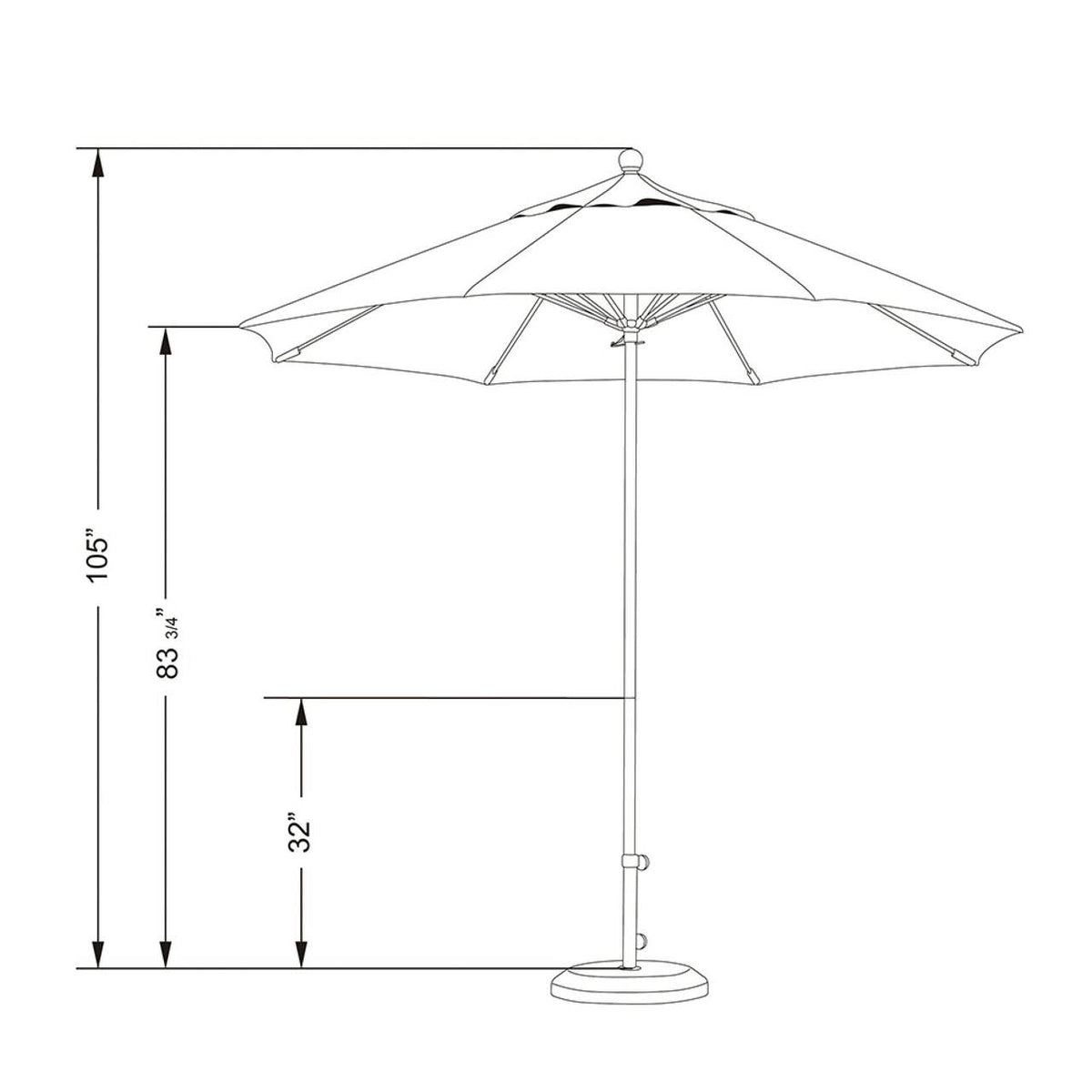 9' Fiberglass Market Umbrella V6137