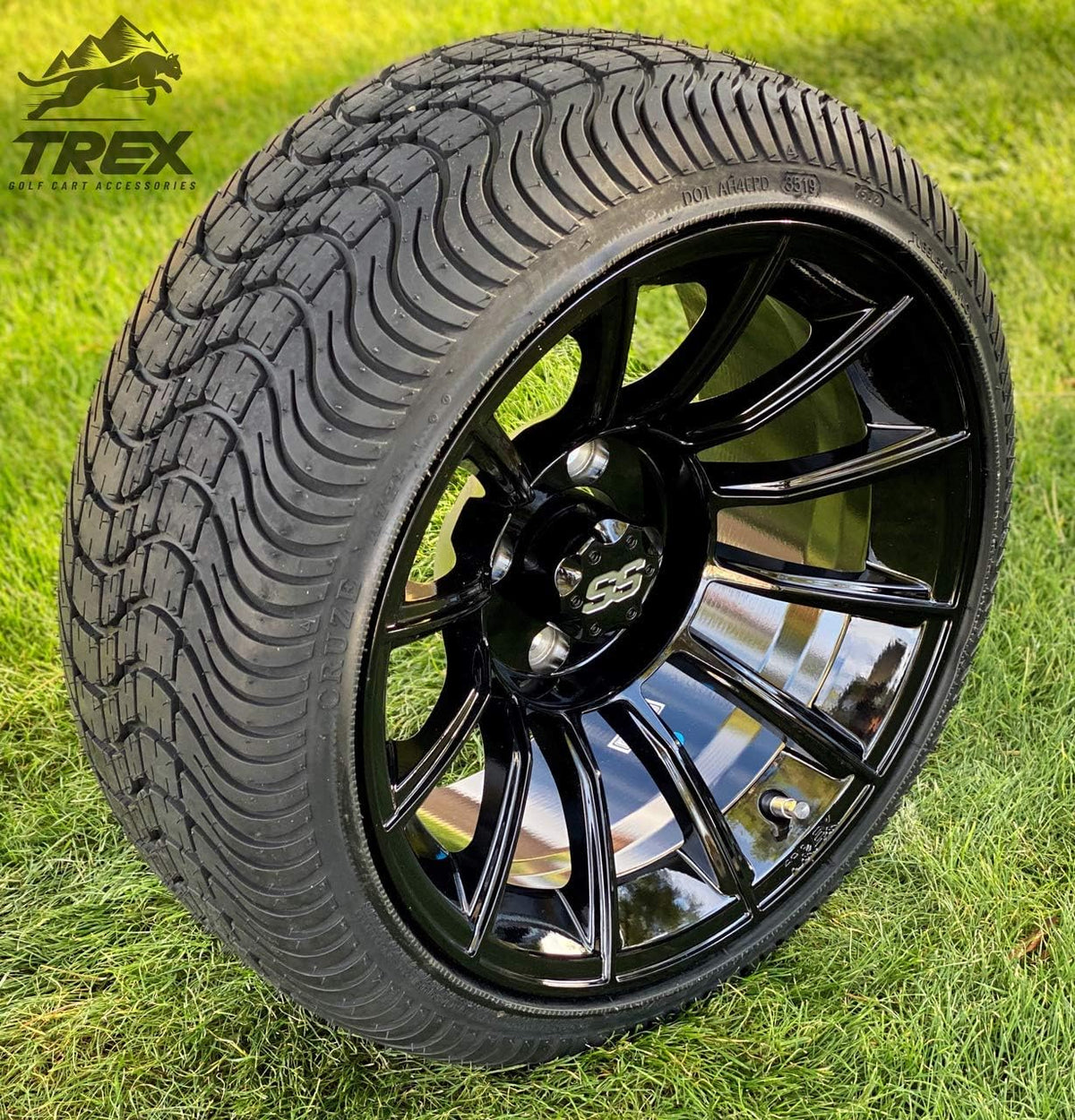 14 Gloss Black Aluminum Wheels and Low Profile Tires Set of 4 S1062