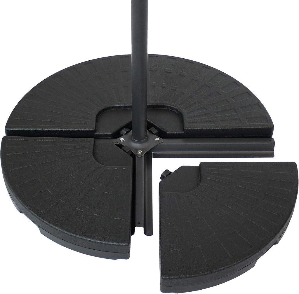 4-Piece Heavy-Duty Cantilever Offset Patio Umbrella Base Plates Black Y101