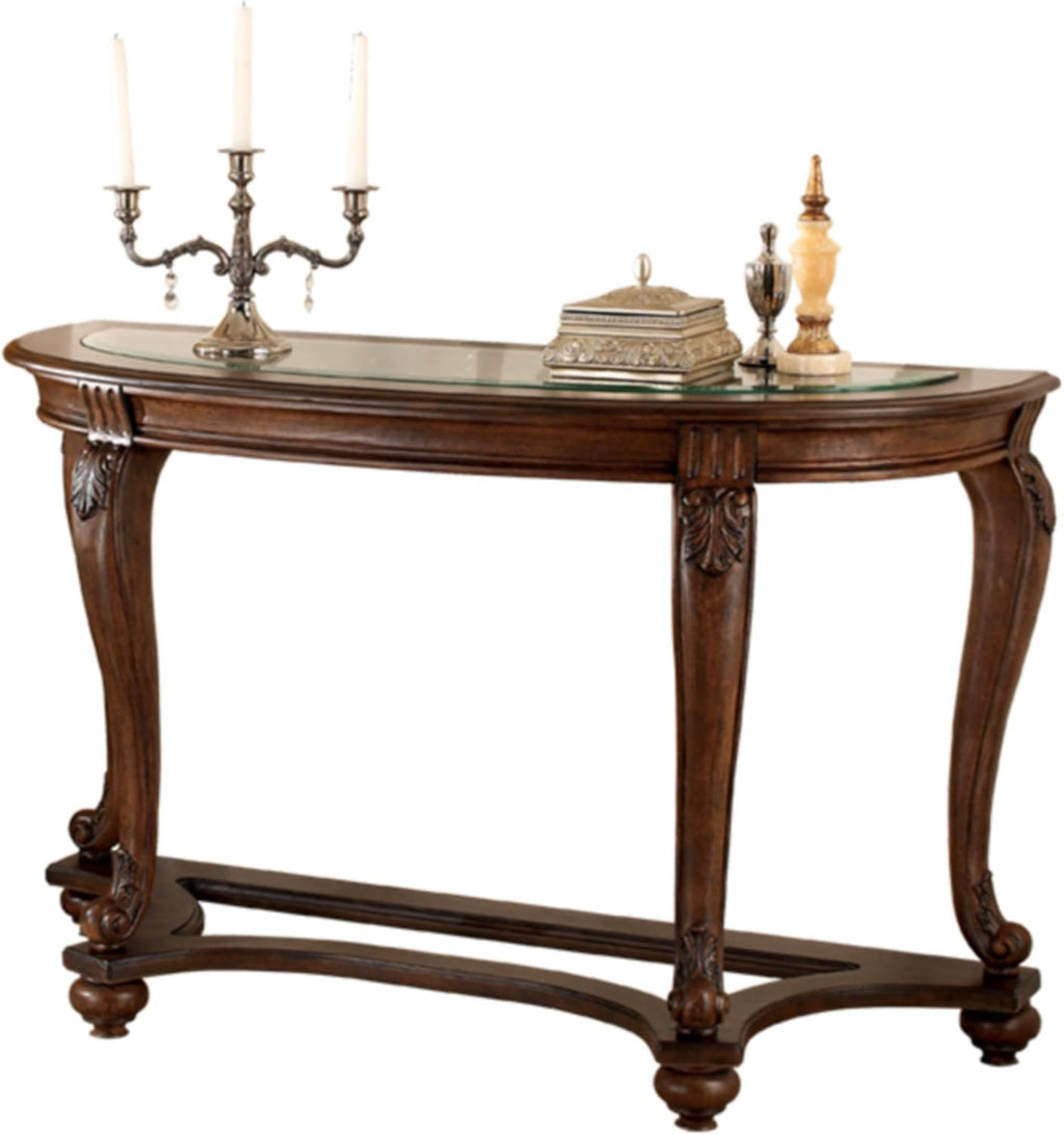 Dark Brown Glass Top Sofa Table K59332