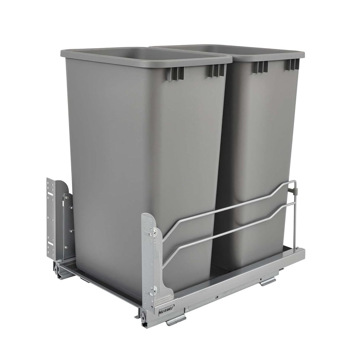 Double 27-Quart Pull Out Kitchen Waste Container with Soft-Close Slides, Gray I280506