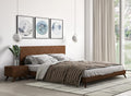 California King Brown Walnut Panel Bed with Wood Legs X22218