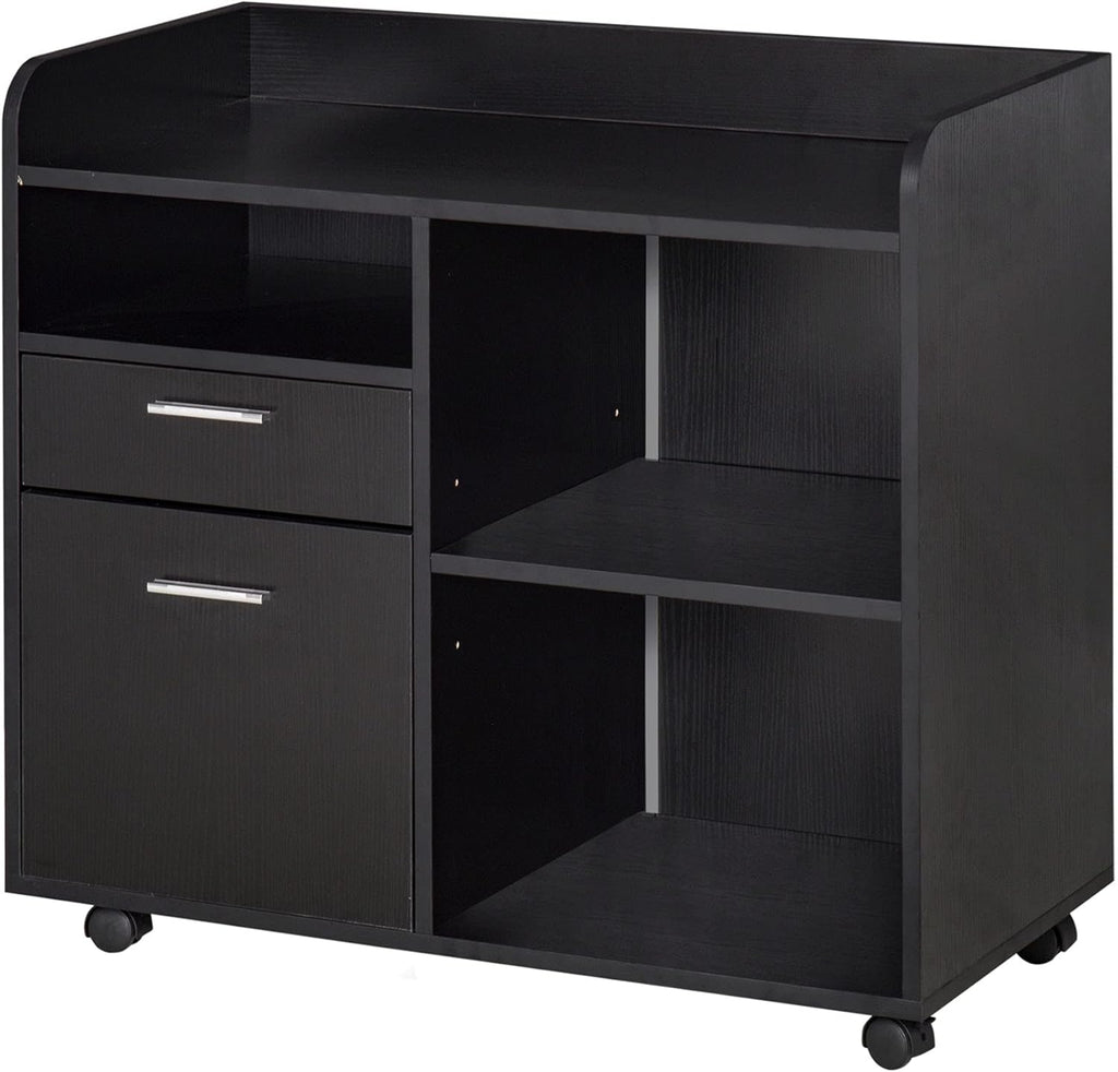 White Mobile Filing Cabinet with 2 Drawers and 3 Shelves I334