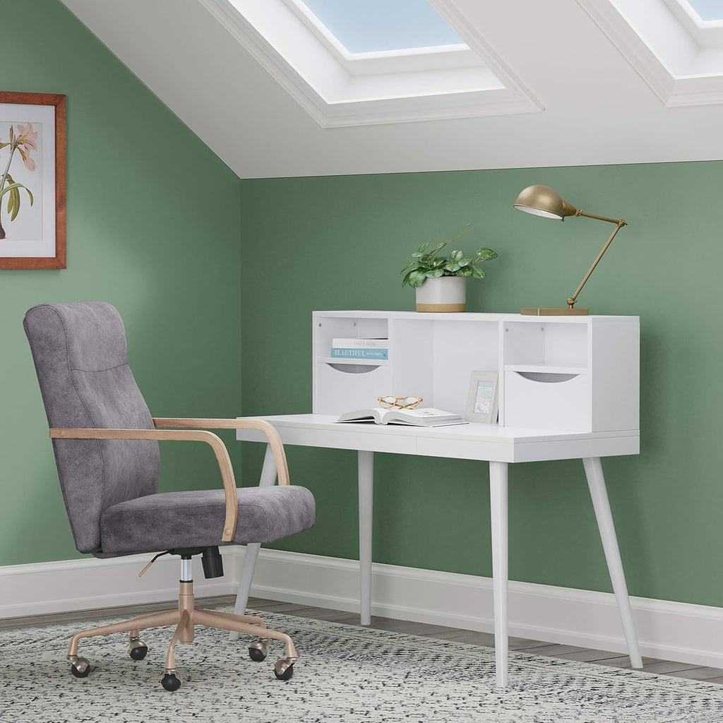 Velvet Height-Adjustable Office Chair with Caster Wheels H45118
