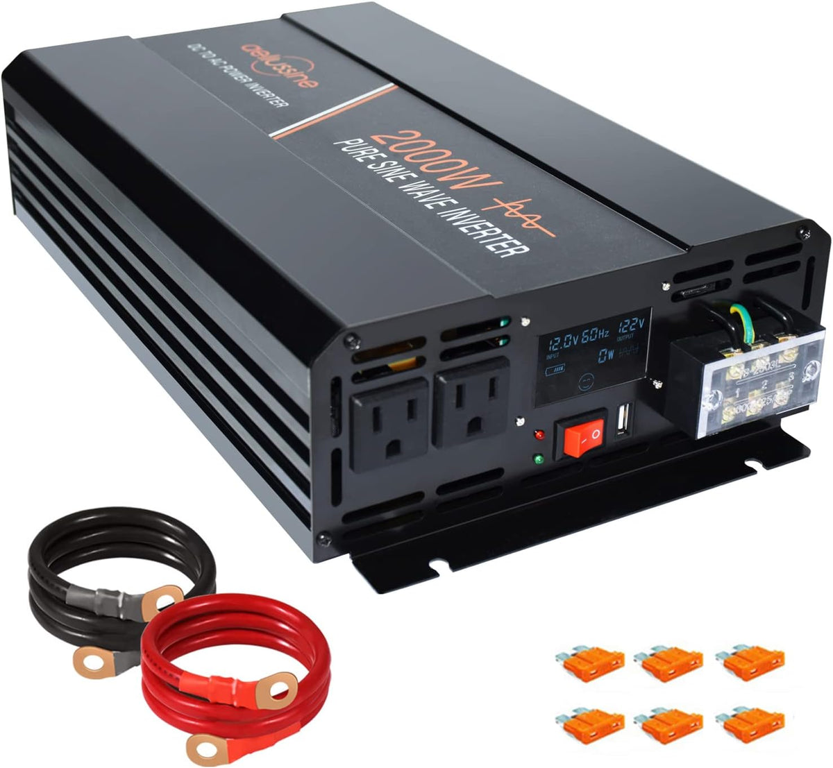 2000W Pure Sine Wave Power Inverter 12v DC to AC 120v Converter D477