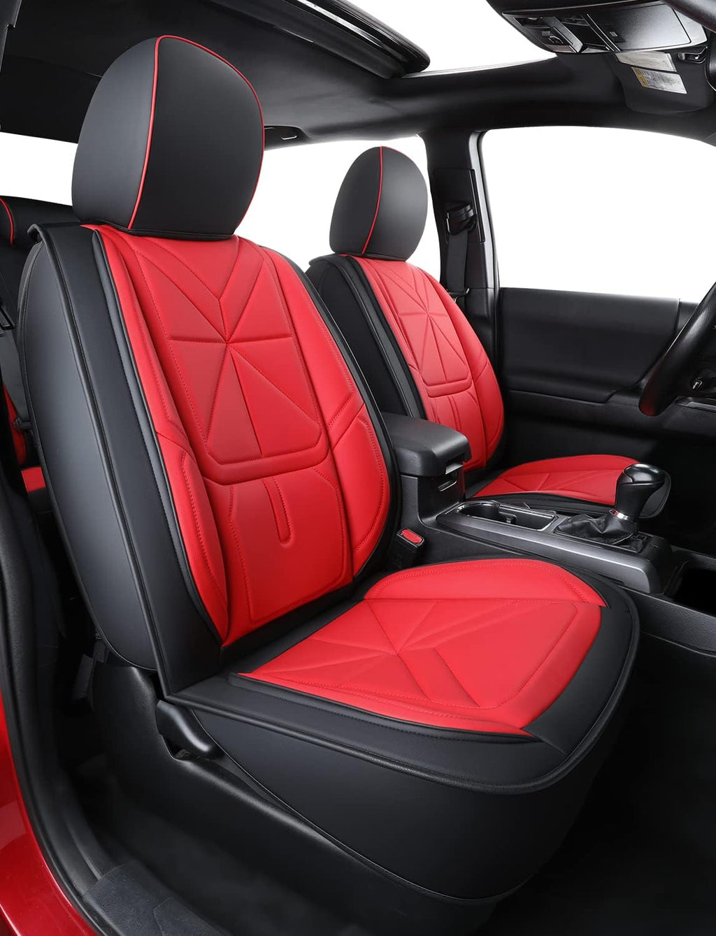 Faux Leather Seat Covers Full Set Black-Gray Q373