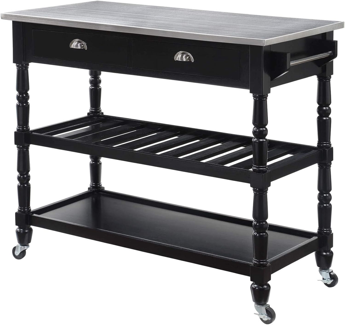 White 3-Tier Stainless Steel Kitchen Cart with Drawers G353