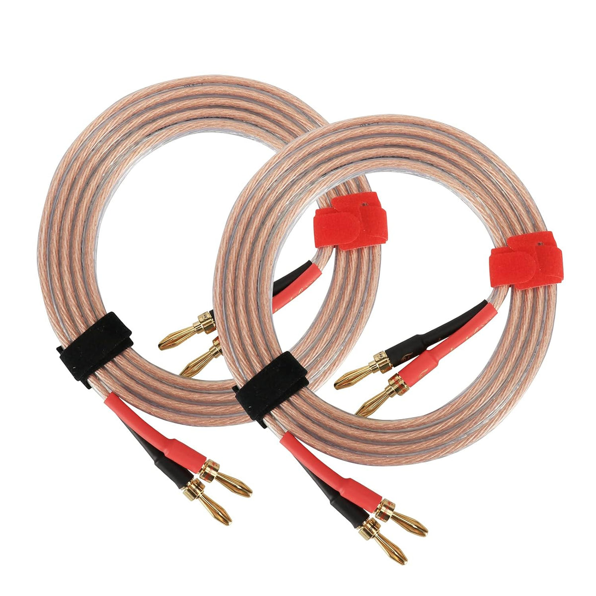 1 Pair 13AWG Oxygen-Free Copper Speaker Cables with Banana Plug Tips H351842