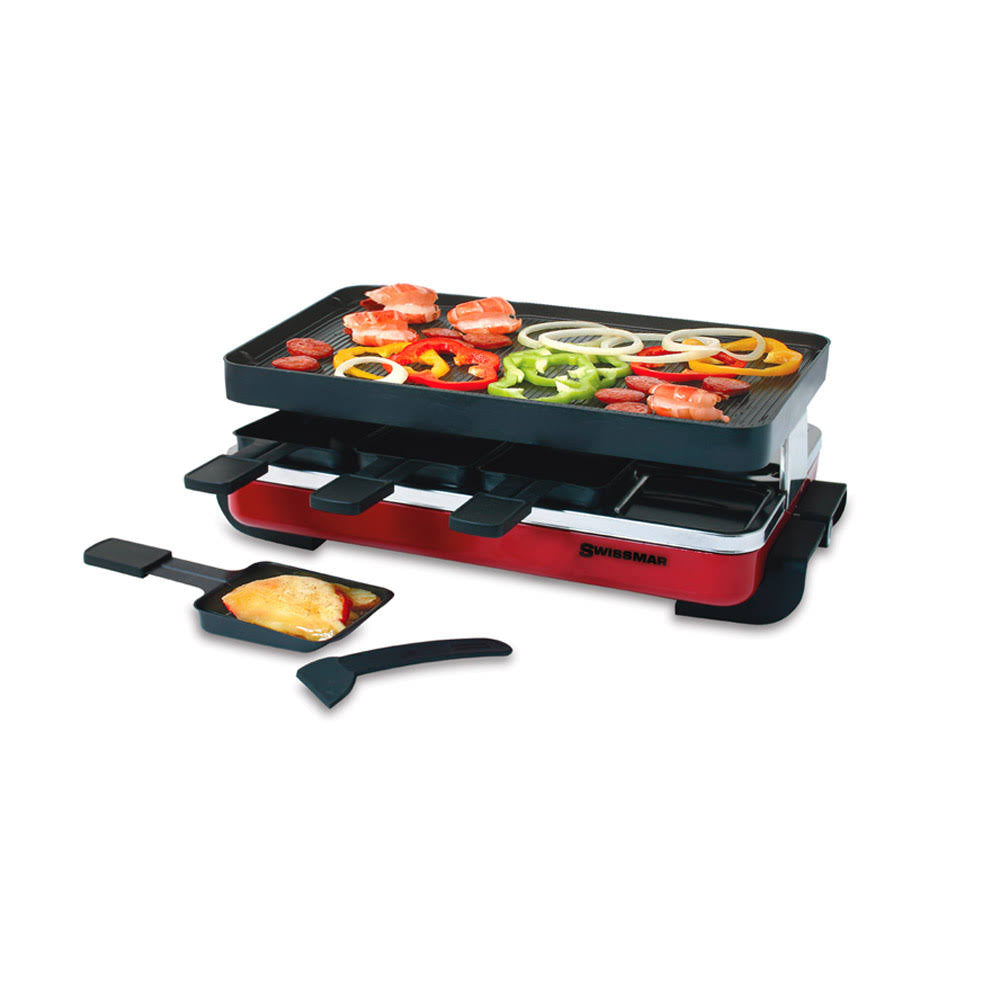 8-Person Raclette with Reversible Cast Iron Grill Plate, Black H242