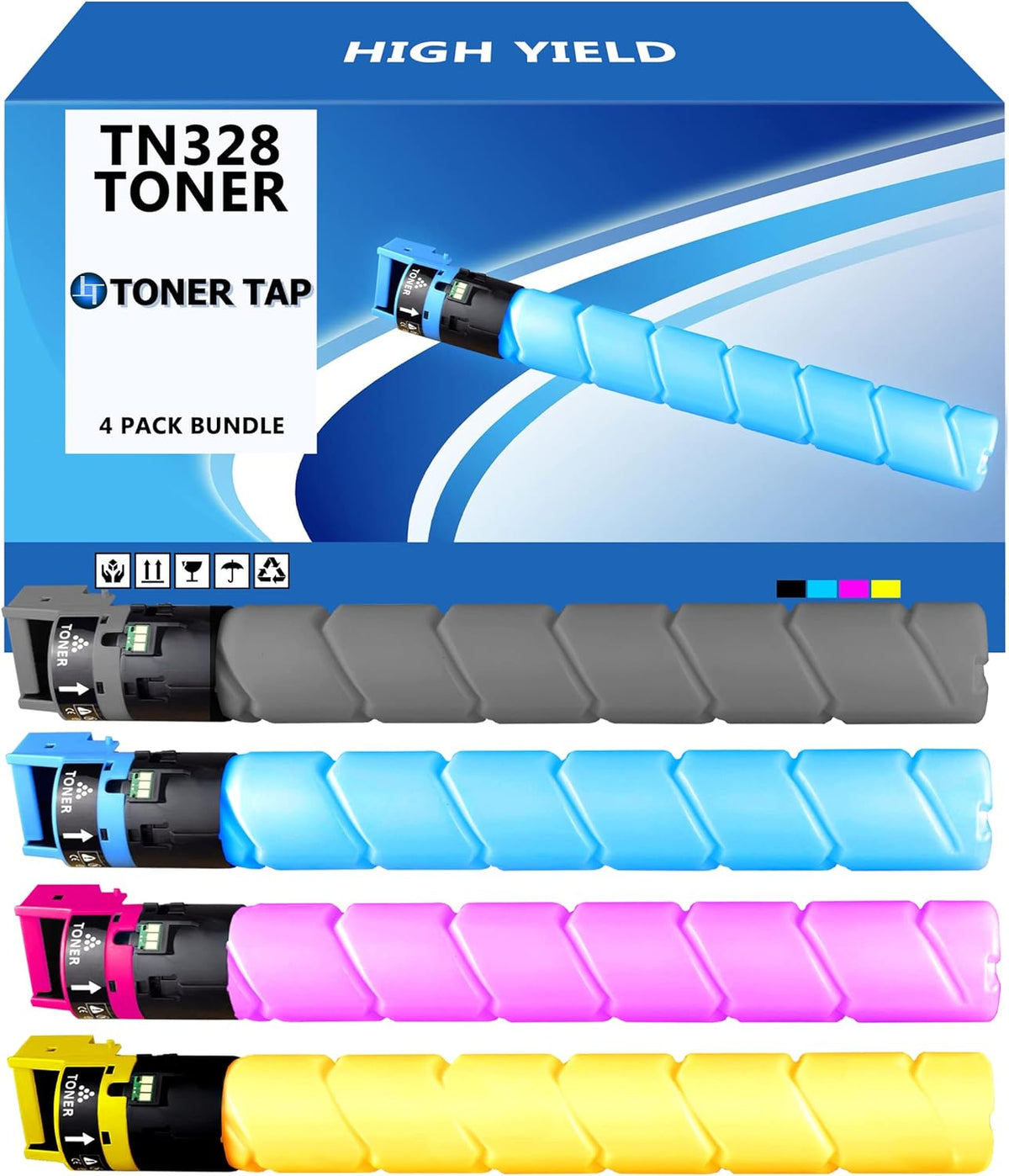 Toner Tap Compatible TN328 High Yield 4-Pack Bundle T4822