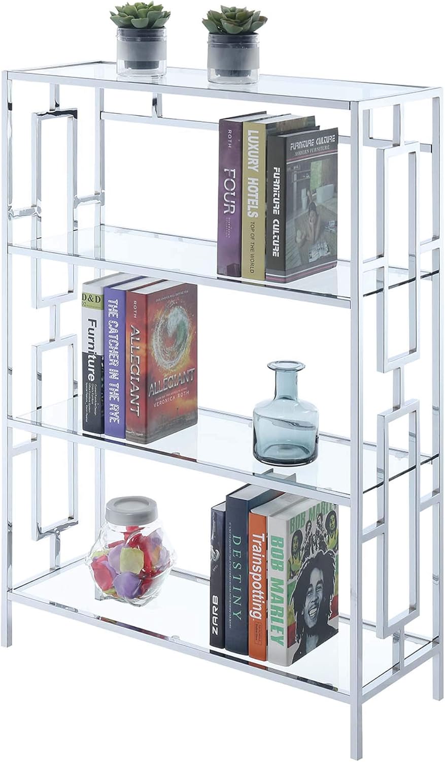 4 Tier Clear Glass Bookcase X773858