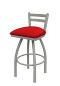 Swivel Bar Stool with Anodized Nickel Finish and Red Seat Z805684