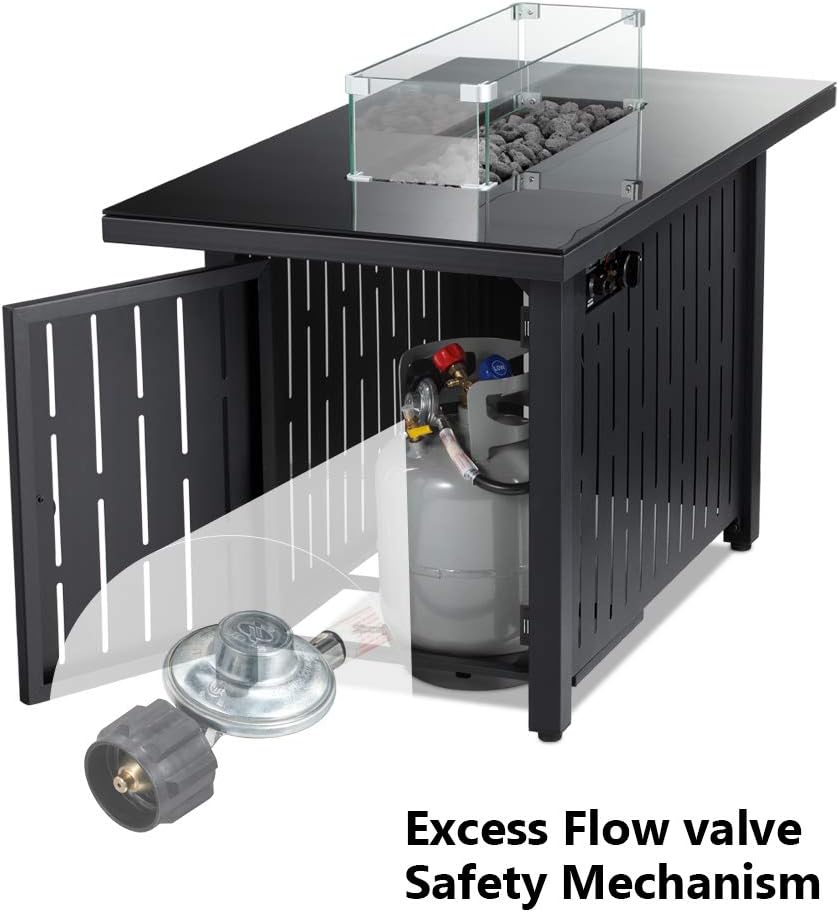 28 in 50,000 BTU Propane Gas Fire Pit Table with Volcanic Rock K3251