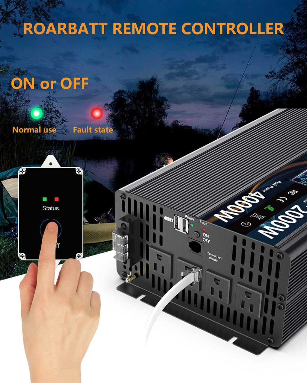 2000W Pure Sine Wave Power Inverter 12V to 110V/120V with Remote Q993244