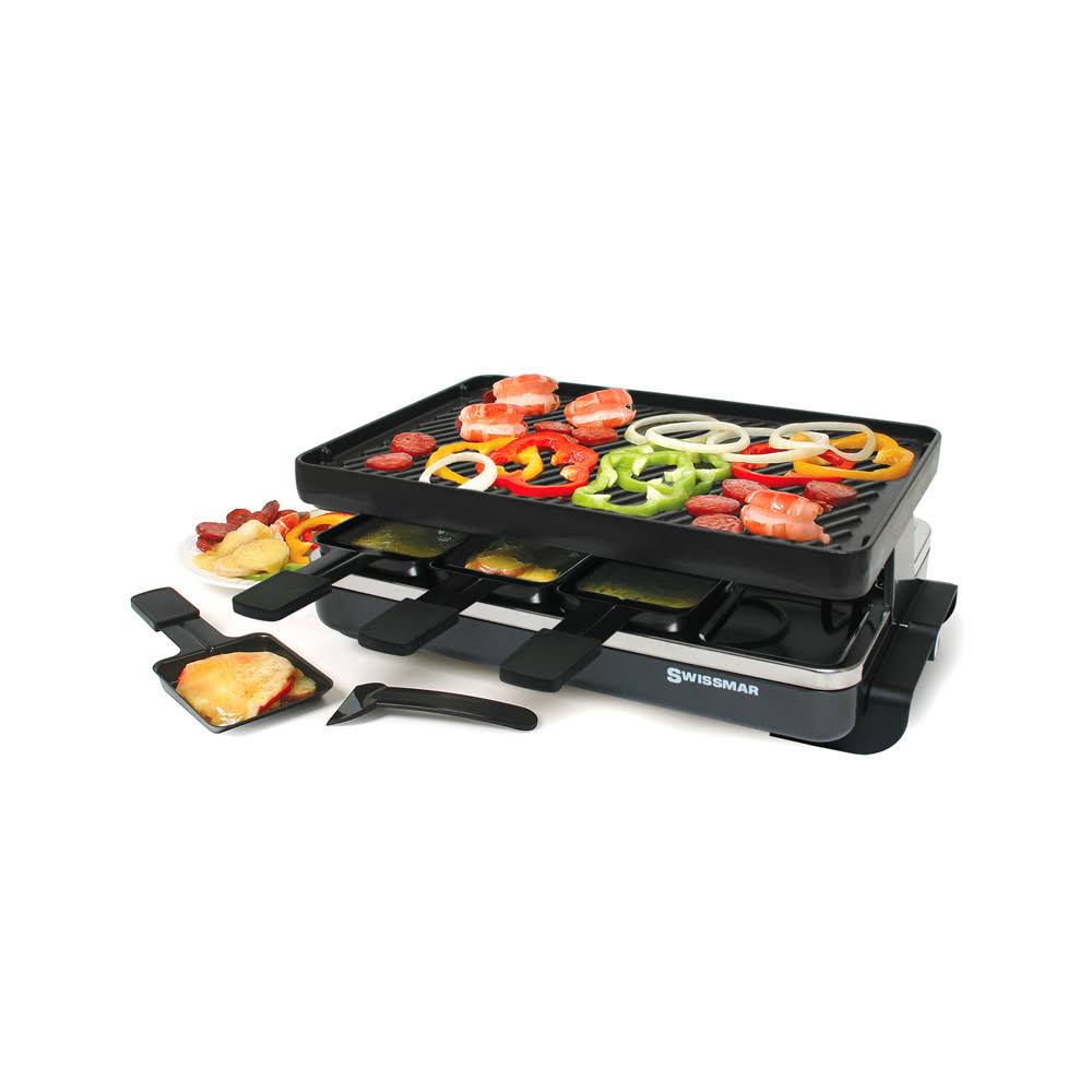 8-Person Raclette with Reversible Cast Iron Grill Plate, Black H242