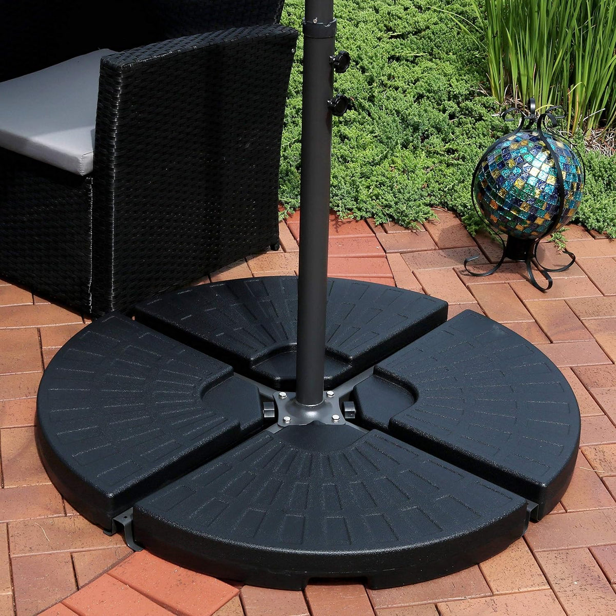 4-Piece Heavy-Duty Cantilever Offset Patio Umbrella Base Plates Black Y101