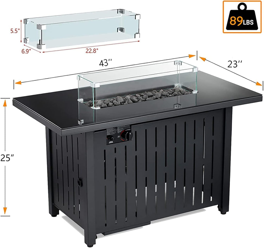 28 in 50,000 BTU Propane Gas Fire Pit Table with Volcanic Rock K3251