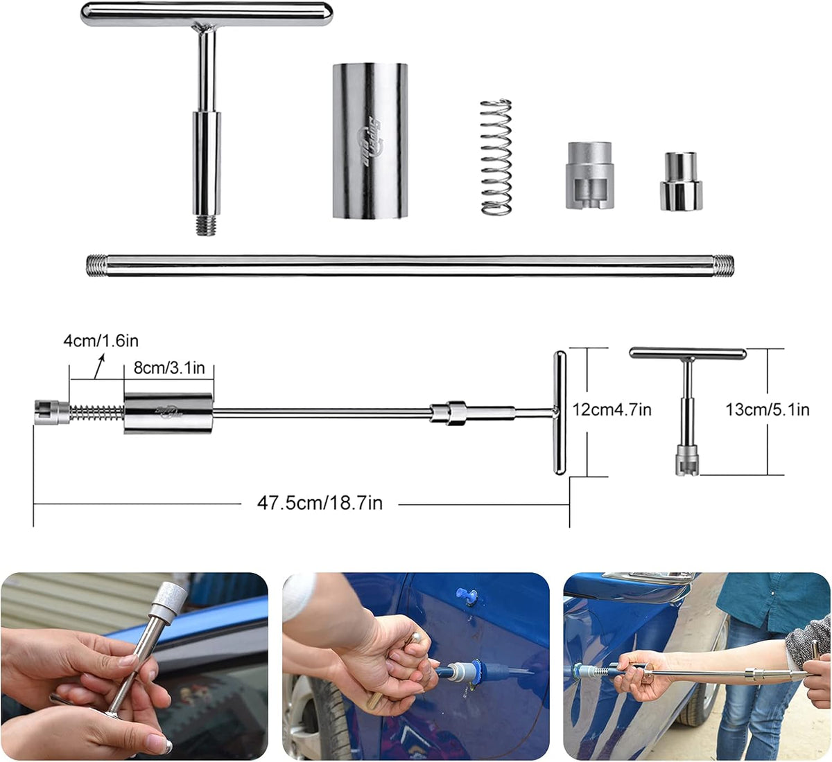 Auto Body Dent Remover Tools with LED Light Board and Storage Bag D65814